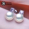 8-9mm Natural Freshwater Pearl Earrings Geometry Design Fashion Cubic Zirconia Earrings For Women Girl Gift
