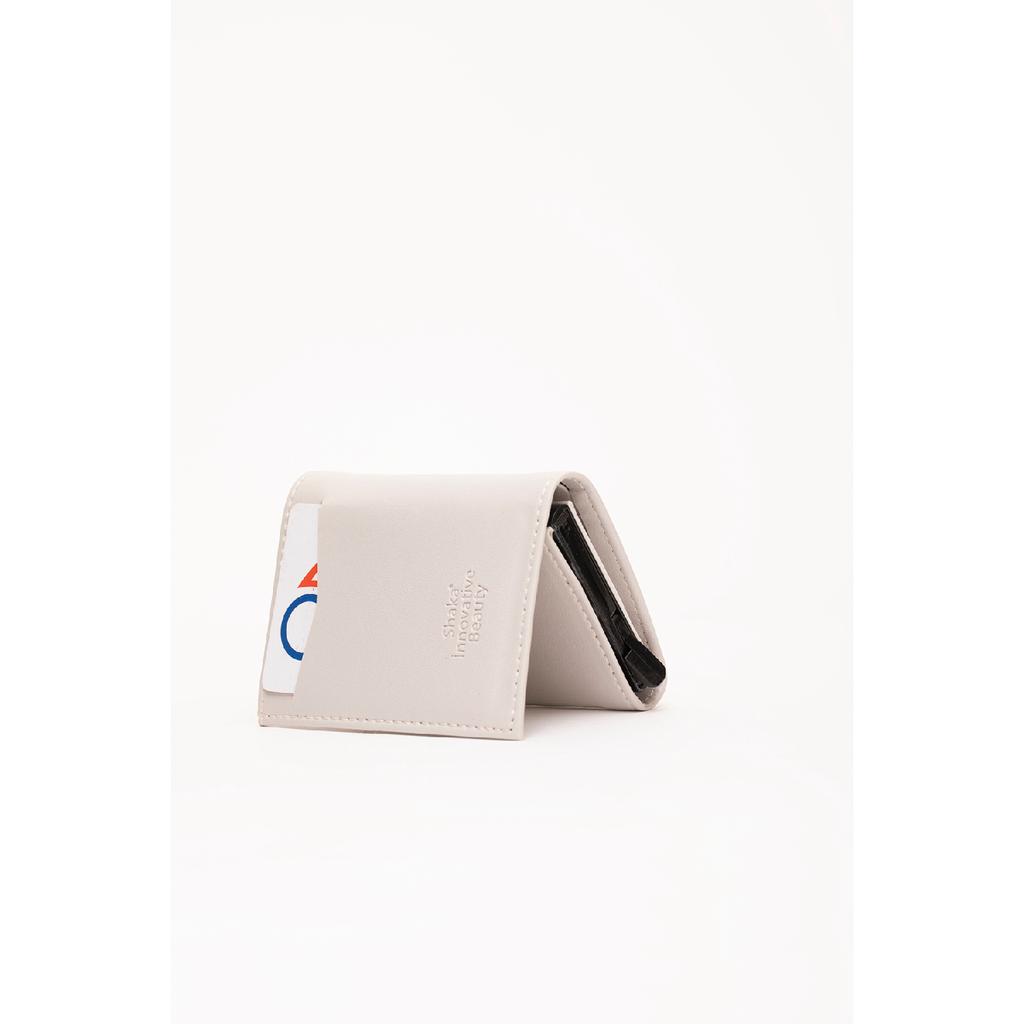 Schwarze Shk69-Geldbörse aus Kunstleder mit Papiergeldfach, automatischem Schiebemechanismus, Vordertasche und Kartenhalter