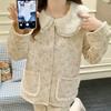 Wumida's new autumn and winter interlayer pajamas women's warm air cotton pastoral floral long-sleeved loungewear set