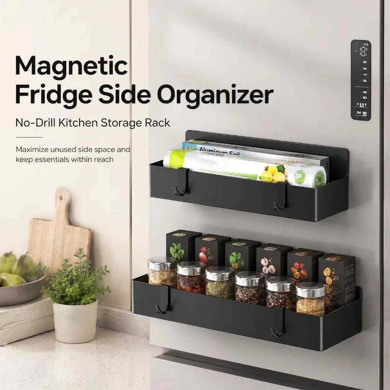 Leicht zu reinigendes magnetisches Kühlschrank-Seiten-Aufbewahrungsregal, lebensmittelechtes ABS, wandmontierter Gewürzorganizer für die Küchenwürze