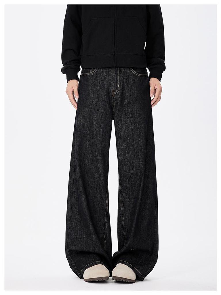 Men's American Retro Wide-Leg Jeans - Trendy, Loose-Fit, Straight Casual Trousers