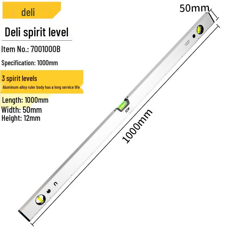 Livella a bolla in alluminio ad alta precisione Deli Tools - Resistente alle cadute, Righello magnetico per uso domestico