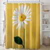 1pc Daisy Print Polyester Shower Curtain, 71x71 Inches, Yellow Background with White Daisies & Green Leaves, All-Season Bathroom