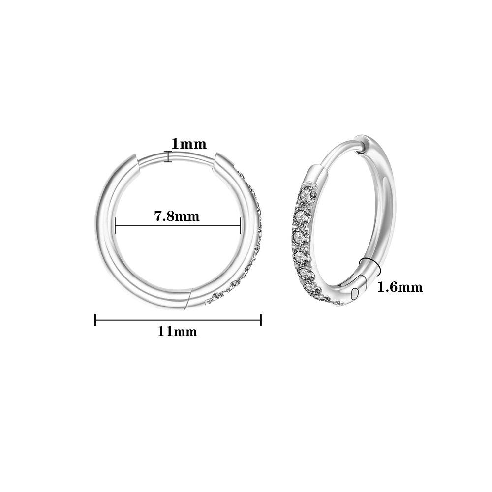 Gold Zirconia Stainless Steel Hoop Earrings - Versatile Round Micro Paved Studs with Stones.