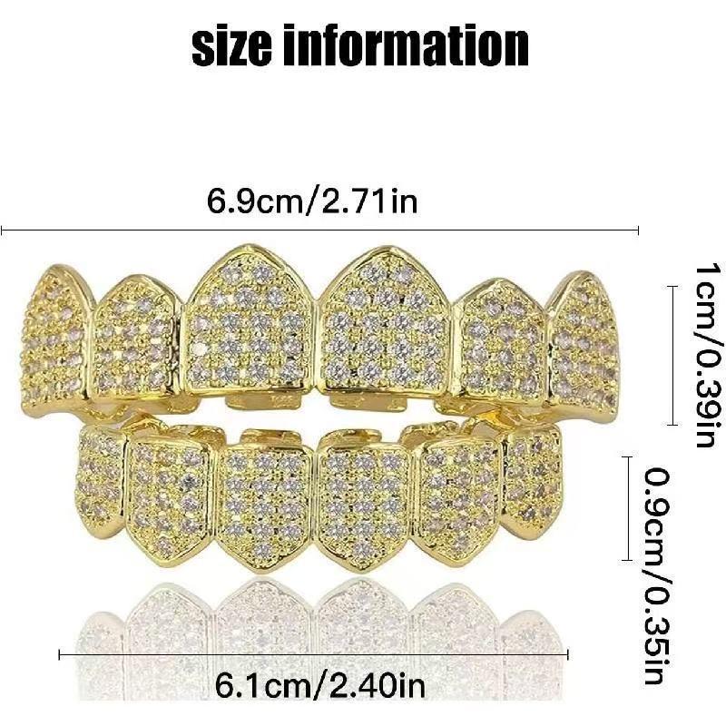 European Hot Selling Six-Tooth Zirconia Vampire Fangs Grill Set for Hip Hop Christmas Parties
