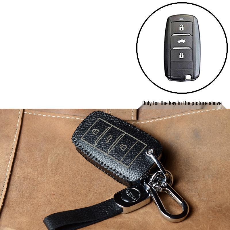 Smart Cowhide Key Case for Landwind X7/X5 with One-Key Start - Universal Snap Button Design for Men and Women