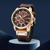 Men's Leather Strap Military Watch Men's Chronograph Waterproof Sport Wrist Date Quartz Wristwatch Gift (Gold Braun), Gold Braun, Chronograph, Quartz