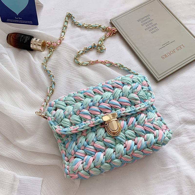 Bolsas de Mão Femininas da Moda Bolsa de Tecido Alça de Crochê Casual Ombro Transversal Clutch