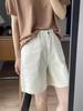 Women's High-Waisted Apricot Denim Shorts, Plus Size, Loose, Slimming, Wide-Leg, Summer 2025 Collection