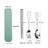 Portable Stainless Steel Cutlery Set: Fork, Spoon & Chopsticks - Ideal for Students & Outdoor Use