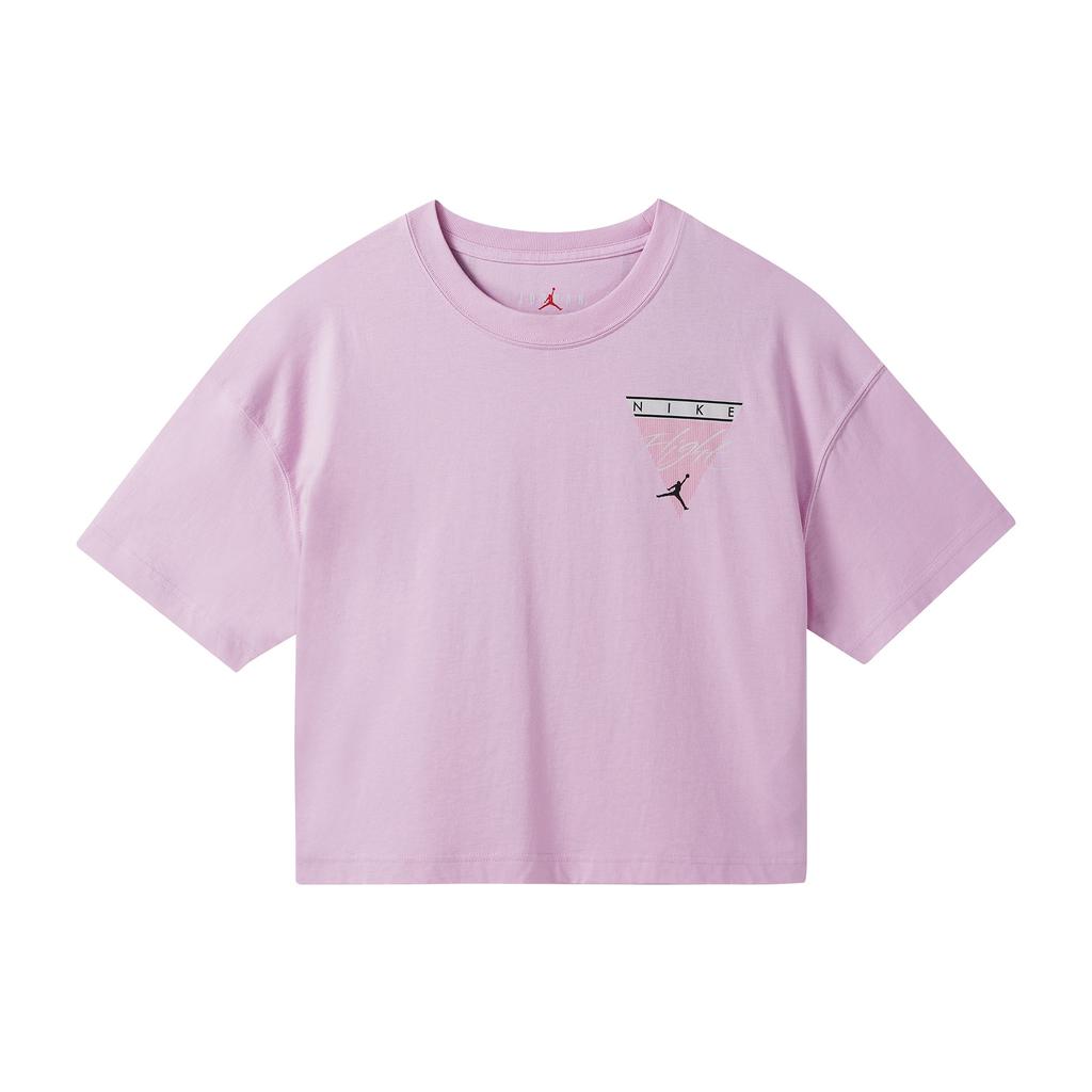 Jordan Essential Casual Sport Round Neck Short Sleeve T-Shirt Women Tops Pink DC2154-676