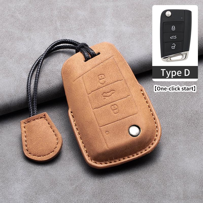Leather Car Key Case Cover Fob for Volkswagen VW Polo Golf Passat Tiguan Beetle Caddy T5 Up Eos Skoda Seat Leon Altea Octavia