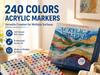 240-Color Multi-Material Marker Set with Storage Box - High-Pigment Acrylic & Oil-Based Graffiti Pens