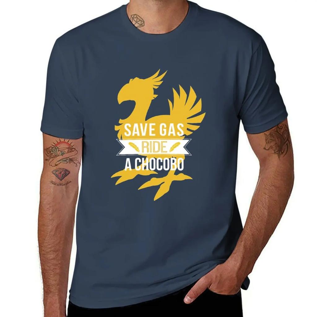 Save Gas Ride A Chocobo T-Shirt cute clothes vintage anime shirt aesthetic clothes hippie clothes outfits for men