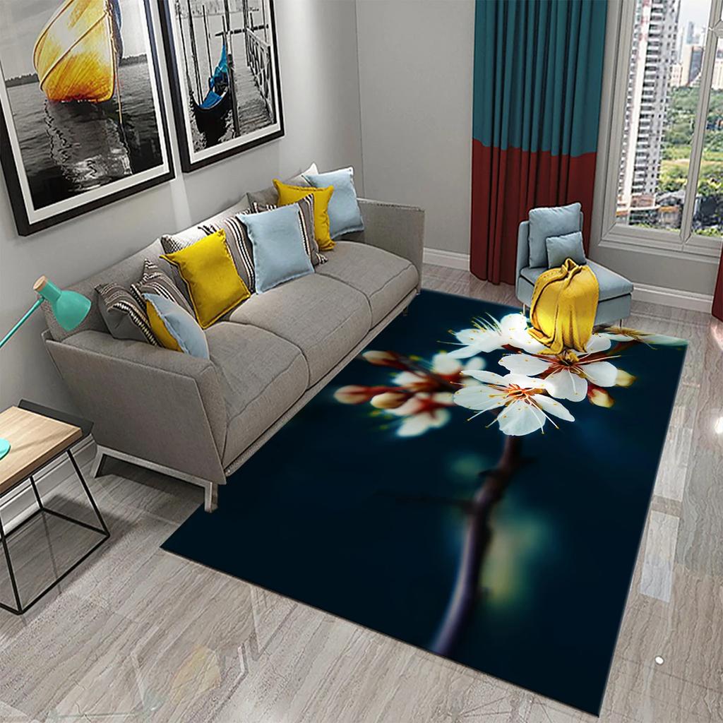 3D Pink Peach Blossom Carpet Living Room Coffee Table Area Mats Balcony Bedroom Decoration Rugs Kitchen Bathroom Anti-slip Rugs