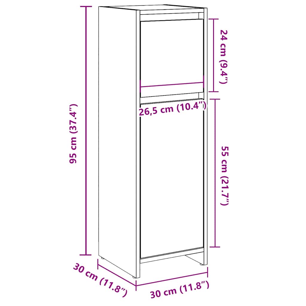 Bathroom Cabinet with Rustic Wood Look 30 x 30 x 95 cm Particleboard