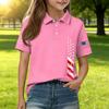 Kids Casual Short Sleeve Polo Shirt with Patriotic Flag Print Lightweight Breathable Cotton Blend Summer Tee for Boys and Girls