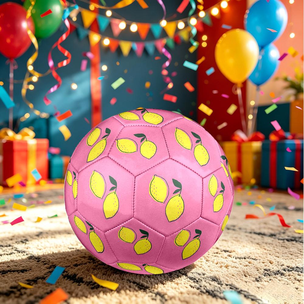 1pc Lemon Illustration Art Theme Soccer Ball Football, Size 5, Lightweight PVC, Outdoor Training Soccer Ball,Gift j61441