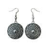 Vintage Ethnic Engraved Disc Shield Drop Earrings for Women Men Nordic Viking Tribal Warriors Dangle Earrings Aesthetic Jewelry