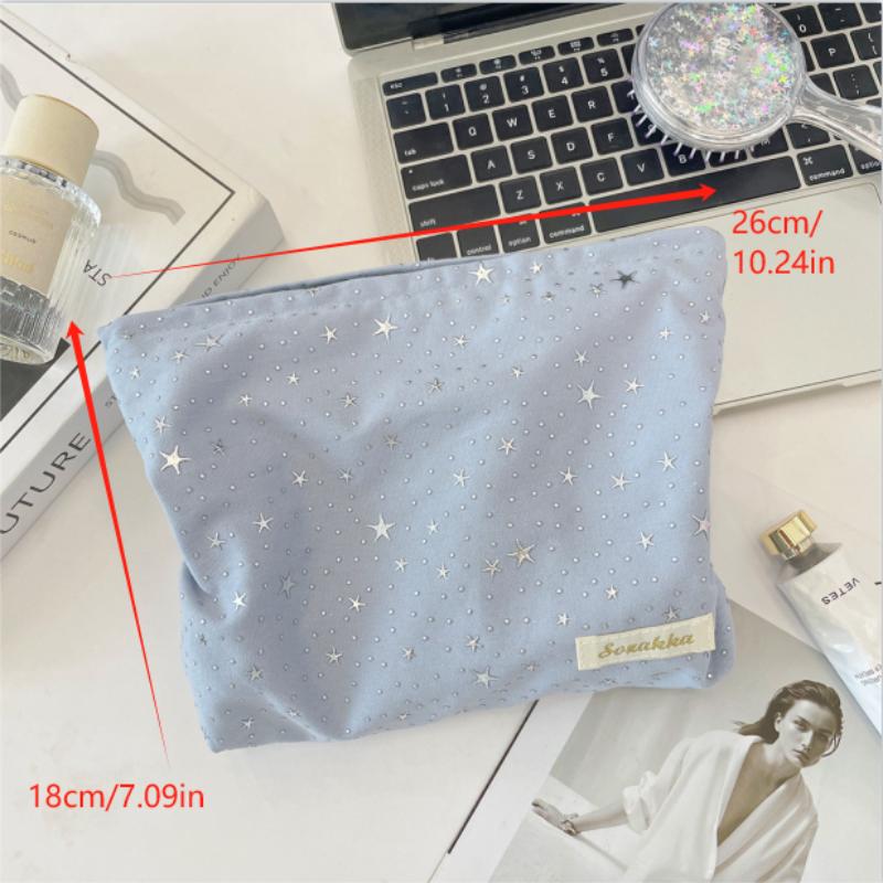 Cute Sweet Star Sequin Cosmetic Bag Large Capacity Portable Travel Storage Bag Women Simple Clutch Bag Girly Toiletry Bags Gifts