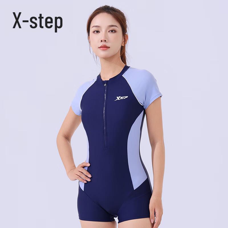 Xtep Women's Short Sleeve Conservative One-Piece Surf & Dive Swimsuit