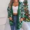 Vintage Christmas Knitwear Cardigan Loose V Neck Sweater Long Sleeve Top Winter Autumn Print Fashion
