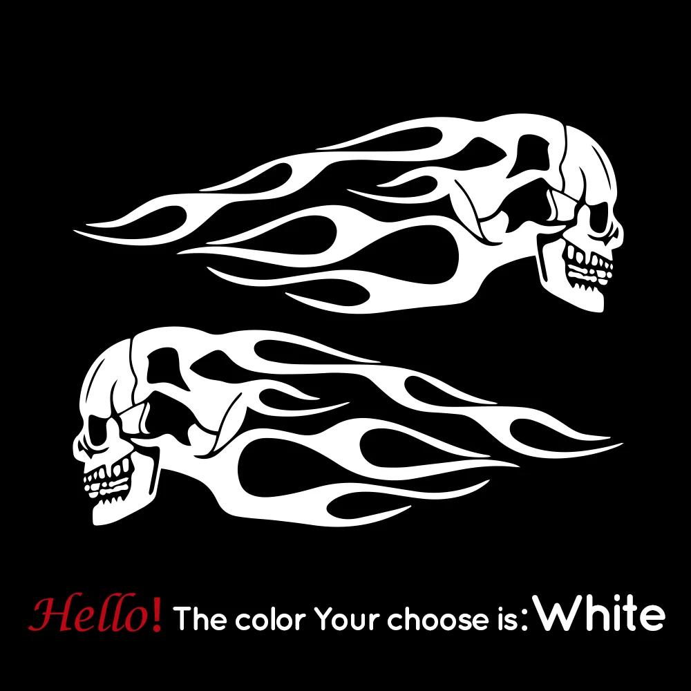 2pcs Skull Flame Vinyl Stickers For Motorcycle General Fuel Tank Flame Sticker Modification Skull Totem Motor Decal