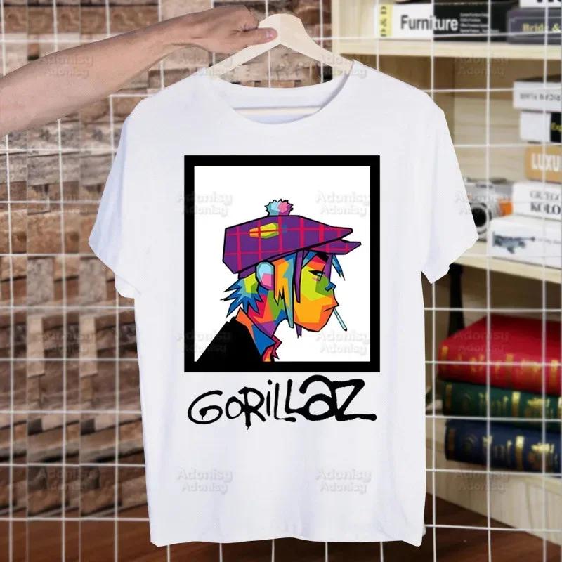 Gorillaz Rock Modern Music Graffiti T Shirt Men Retro Washed Tops Tees Harajuku Tshirt Streetwear Hip Hop Male T-shirts