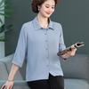 Mom's Summer Pure Mulberry Silk Seven-Sleeve Top - Elegant, Plus Size Fit for Middle-Aged & Elderly Women