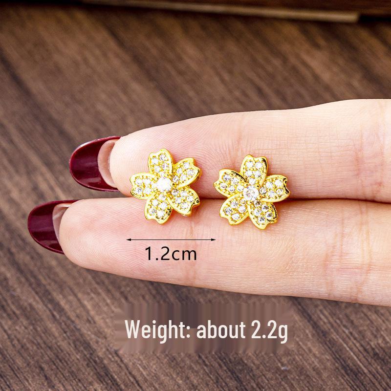 Vietnamese Zircon Star Flower Stud Earrings - Light Luxury Style with Long-lasting Color Retention