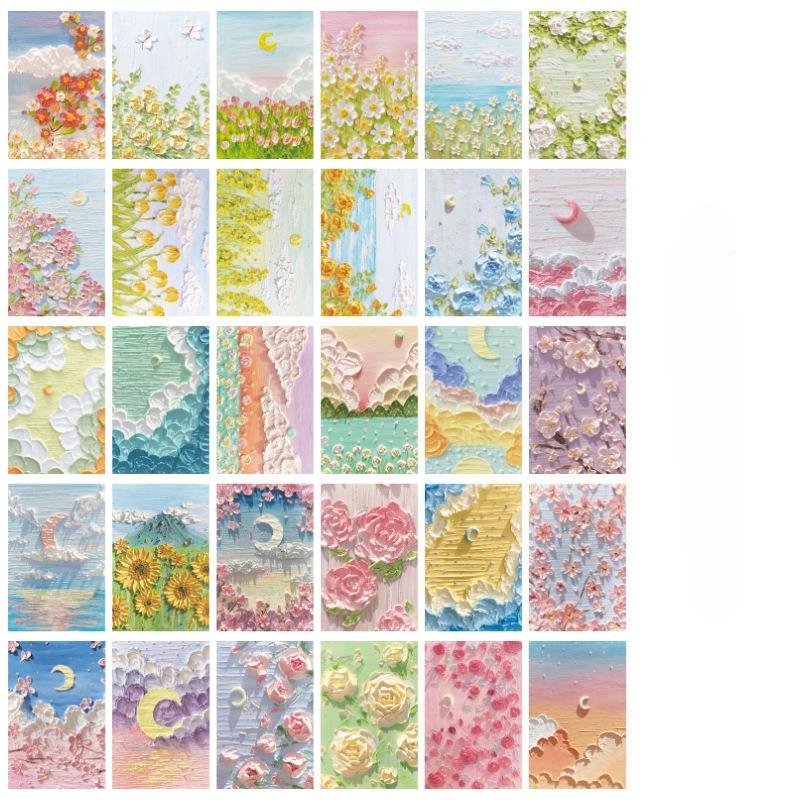 

30 шт./набор Фантазия Четырех Сезонов INS Стиль Масляная Живопись Серия Шепот Открытки Поздравительные Открытки для Рождественского Подарка