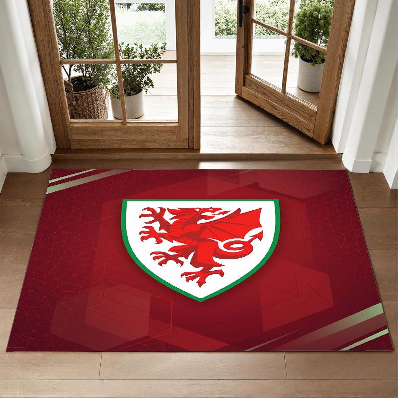 Wales Rugby Design Kristall-Samt Teppich Weiche Dekorative Matte für Schlafzimmer Eingang