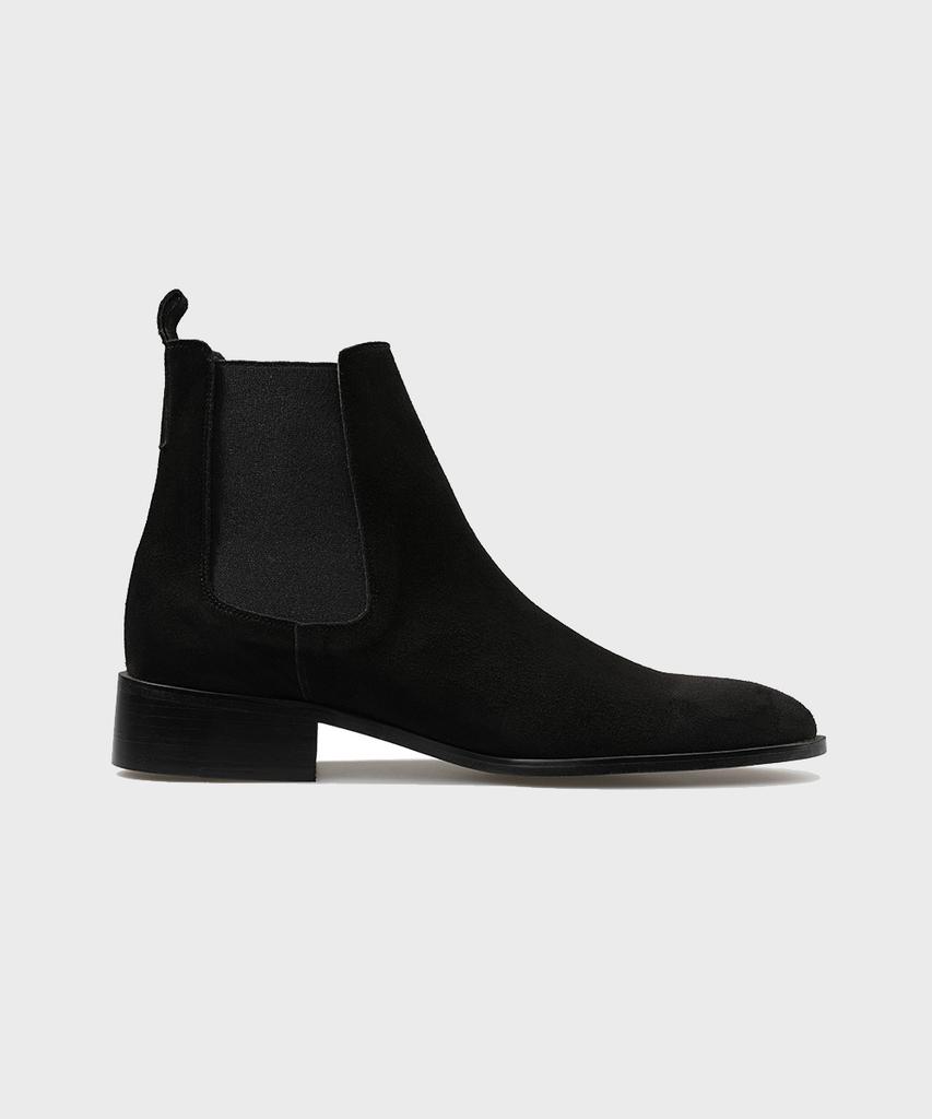 Firenze Atelier Slimline Black Sole Suede Chelsea Boots 3332-Qs [Black]