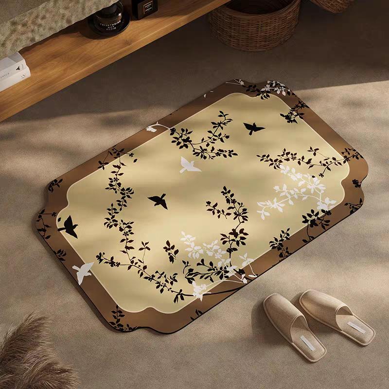 Medieval Style Diatom Mud Floor Mat, High-Grade Sense, Dirt-Resistant And Easy To Take Care Of, Bathroom, Water-Absorbing, Non-Slip