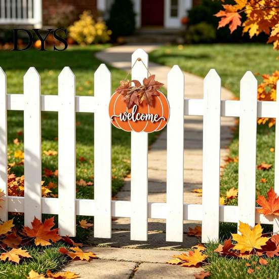 Forniture per Festa del Ringraziamento Segno di Benvenuto in Legno a Forma di Zucca per Porta d'Ingresso, Ciondolo Appeso Rustico del Raccolto Autunnale con Decorazione Murale Autunnale in Stile Fattoria 3D Goffrato