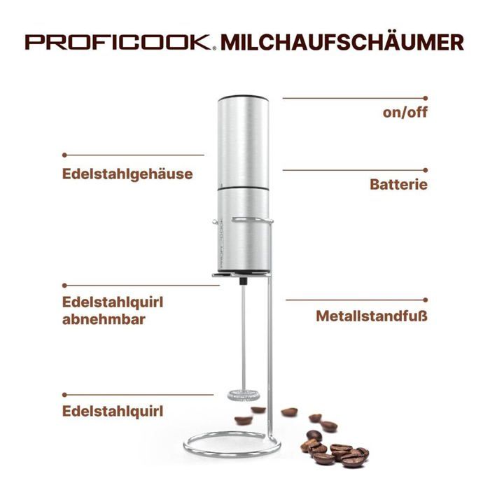 Profi cook pc-ms 1273 milchaufschäumer inox 501273 mousseur à lait acier inoxydable