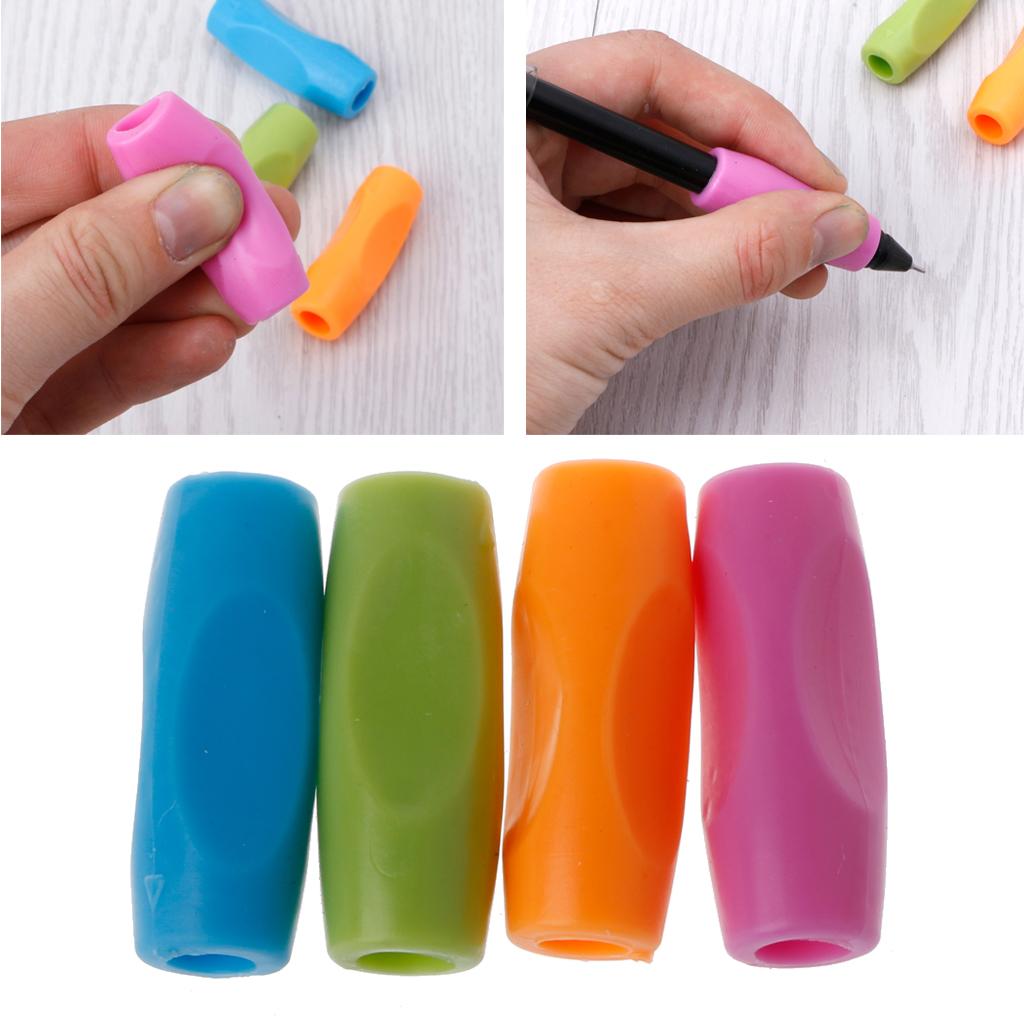 4Pcs Pencil Holder for Righties Lefties Kids Handwriting Practice Silicone Pencil Holder Ergonomic Writing Aid