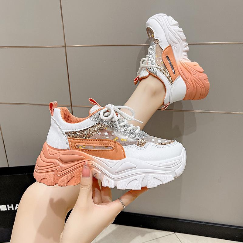 New board shoes summer season casual thick-soled wear-resistant mesh color matching student dad shoes college style