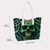 Celtic Knot Green Skull Print Casual Shoulder Tote Bag For Daily Use