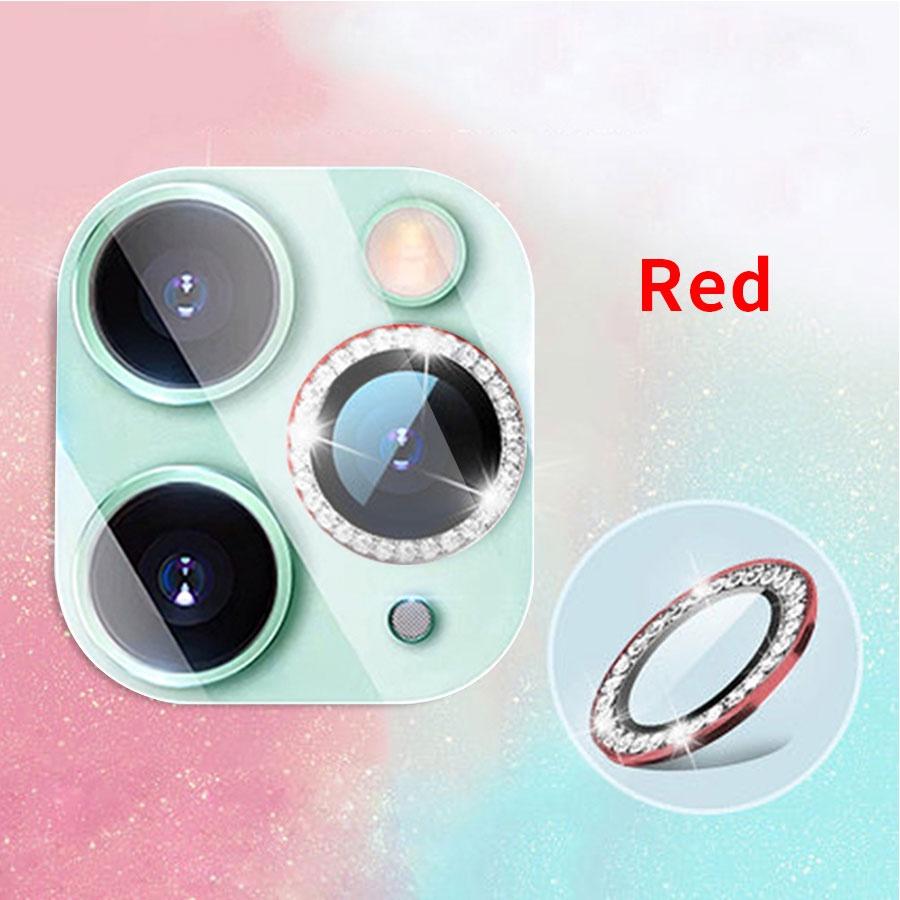Für iPhone 11 12 13 14 15 16 Pro Max Bling Diamond Metall Kameraobjektivring Schutzkappe mit gehärtetem Glas