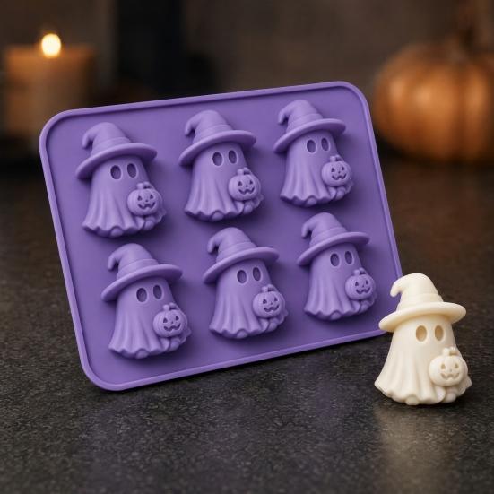 Food Grade Silicone Ice Tray Halloween Cube Tray Witch Ghost Pumpkin Bat Mold