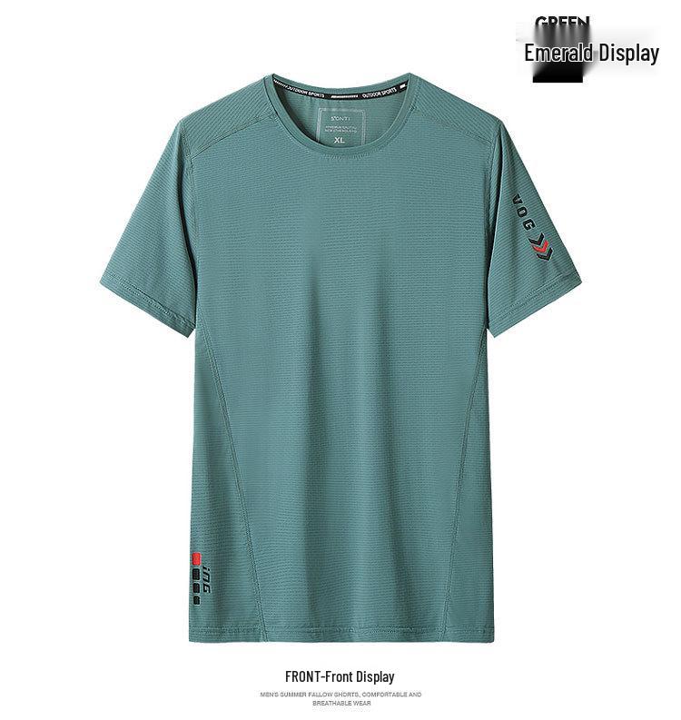 New Ice Silk Men's Round Neck Loose Short Sleeve T-shirt, Summer, Solid Color, Sizes L-9XL.