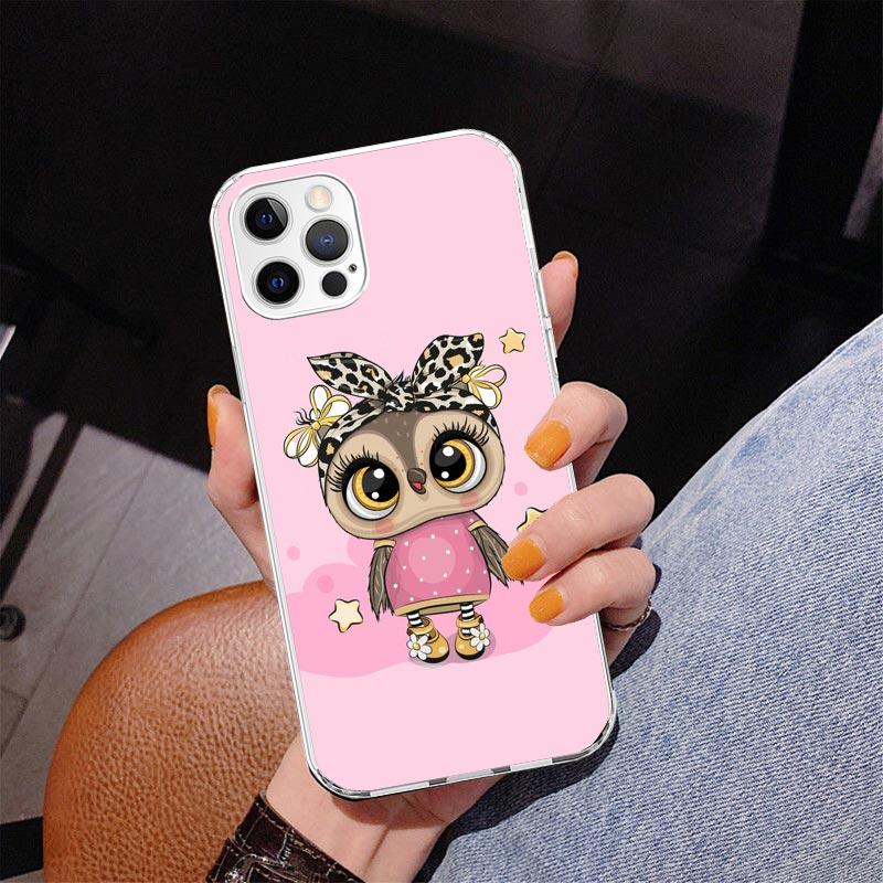 Cute Owl Hearts Lover Phnoe Case for Iphone 17 Air 16 11 12 13 Mini 14 Plus 15 Pro Max 7 8E SE 2020 16ProMax Phone Cover Coque 1