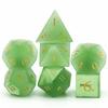 Cusdie Cat's Eye Stone DND Dice Handmade D4-D20 Polyhedral Gemstone Dice Set with Leather Box for Tabletop RPG Collection