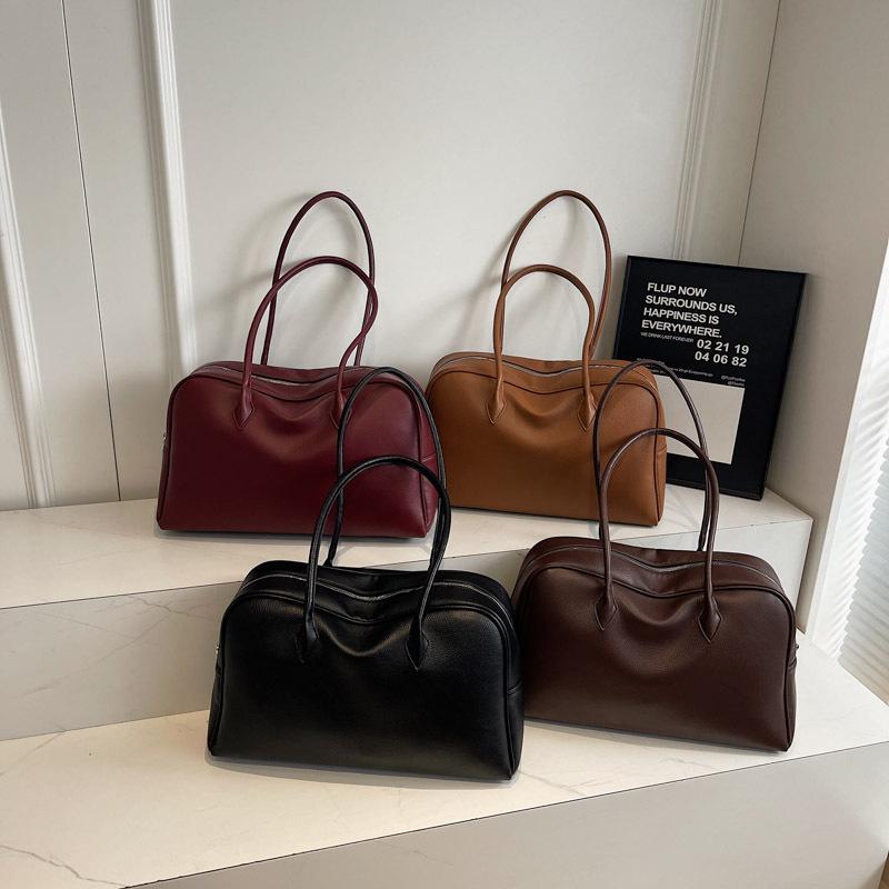 New Retro Casual Simple Large Capacity Solid Color Underarm Bag Women's Foreign Style Commuting Fashion Shoulder Bag