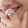 Women Moonstone Ring,Adjustable Ring,boho,vintage,spoon Ring,butterfly,synthetic Stone,gift