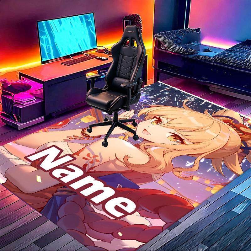 Custom Name Personalized Genshin Impact Print Carpet, Versatile Home Decor Rug, for Playroom, Apartment, Balcony, Entryway, Hallway Gift