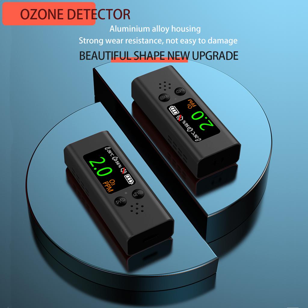 Ozone Gas Detector 3-in-1 Portable O3 Gas/Temperature/Humidity Tester Air Quality Household O3 Gas Monitor USB Charging