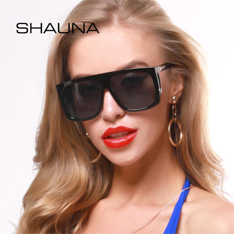 

SHAUNA винтажные женские солнцезащитные очки большого размера с квадратным градиентом, модные женские солнцезащитные очки в полой оправе UV400