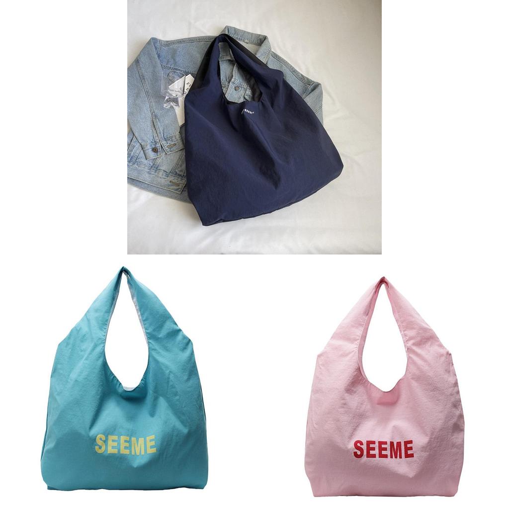 Nylon Tote Bag With Letter Print For Casual Daily Use Large Capacity Shoulder Bag